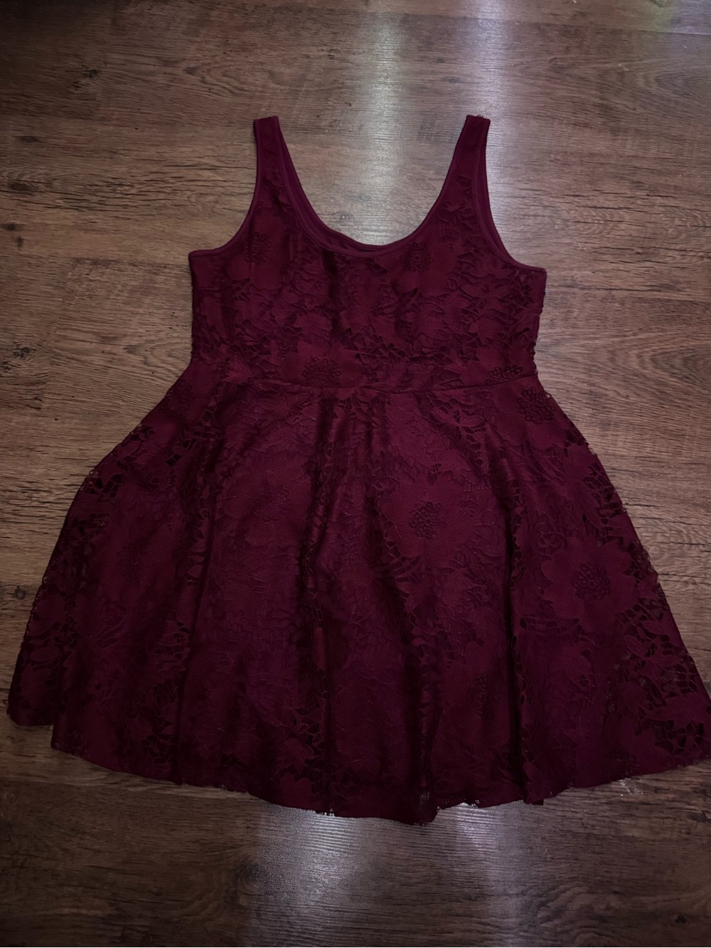 Aeropostale Girls Burgundy Lace Skater Dress